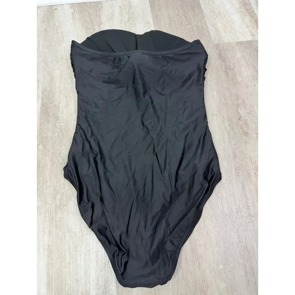 J.Crew Ruched Bandeau One Piece Swimsuit Black Size 14